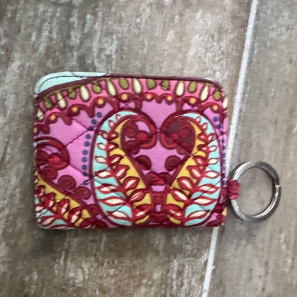 Vera Bradley Paisley Keychain Wallet in Pink and Burgundy - Picture 1 of 7